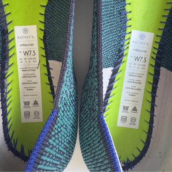 Rothy's The Point Teal Blue Green Textured Ballet Flats Sleek Design pointed toe - Picture 7 of 8